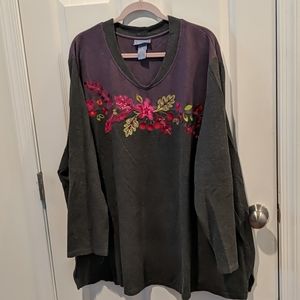 Liz and me floral sweater top plus size
